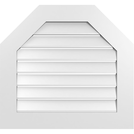 Ekena Millwork Octagonal Top Surface Mount PVC Gable Vent: Functional, w/ 3-1/2"W x 1"P Standard Frame, 28"W x 26"H GVPOT28X2601SF